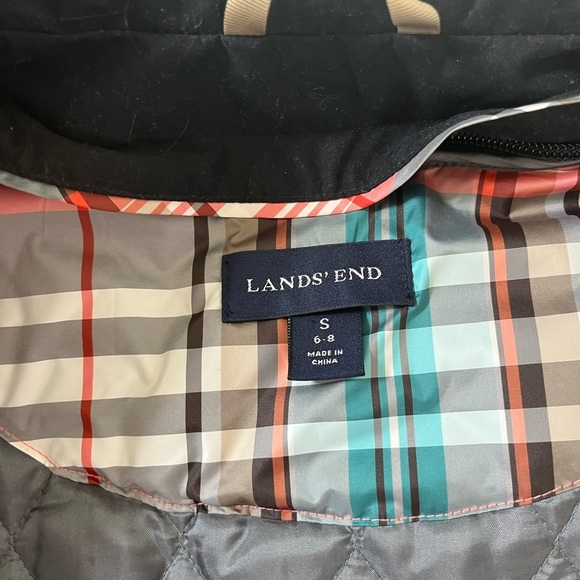 Lands End Classic Black Trench Coat Small - Picture 5 of 10